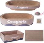 3PCS Cat Scratcher Cardboard, Oval Cat Scratch Pad Bowl Nest for Indoor Cats, Round Cat Scratching Board Corrugated Lounge Cat Bed, Furniture Protector for Couch (Coffee, 17 * 11.5 in)