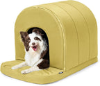 Orthopedic Dog House 2.0 - Outdoor Waterproof Dog Shelter w/Porch - Scratch Proof Indoor Pet House w/Egg-Crate Foam - Ideal for Large Breeds & Fits 36-Inch Crate - 35"x22", Moonstone