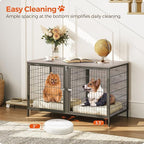 Dog Crate Furniture for 2 Dogs, 43.3" Dog Kennel with Removable Divider, Heavy Sturdy Dog Furniture Style Double Cage for Small Medium Dog, Indoor Pet House End Table, Greige DCHG1201
