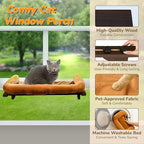 [Ready to Gift] PURRHOUSE 45LBS Cat Window Perch with Bolster, Hammock Seat with Plywood & Metal Frame, Cat Bed for Windowsill, Bedside and Cabinet (Walnut Wood & Brown Cushion, 24.8''W x 9.4''H)