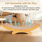 Cat Scratcher Bed for Indoor Cats - 23.6" Large Natural Sisal Cat Scratching Board, Wood Frame Scratch Pad, Modern Cats Lounger/Hammock, Easy Assembly Furniture