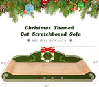 Sofa-Shaped Cat Scratching Couch - Thick Cardboard Cat Lounge Bed for Indoor Rest & Play Christmas Theme Sofa Scratcher Pad (23 "L X 12.2" W X 6.7" H)