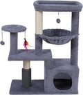 Multi-Level Cat Tree for Indoor Cats, Cat Tree Tower with Big Cat Hammock, Indoor Climbing Activity Tower with Scratching Posts, Grey