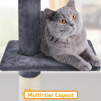 Yaheetech Cat Tree, Floor to Ceiling Cat Tower for Large Cats, 89-104.5in Height Adjustable Tall Climbing Tree w/Scratching Posts, Condo and Perches, Dark Gray