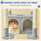 MWPO 74.8 inches Large Cat Tree with Sisal-Covered Scratching Posts & Condo, Tall Cat Tower Entertainment Playground Furniture for Cats & Kittens - Multiple Colors-Light Gray