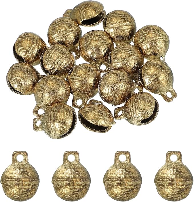 uxcell 16 Pcs Vintage Bronze Jingle Bells, 18mm Tibetan Jingle Bells for Crafts, Small Rustic Decorative Metal Bell for Dog Cat Pet Collar DIY Crafts Home Door Christmas Decor