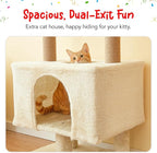 Cat Tree, Floor to Ceiling Cat Tower Adjustable Height [92.9-102.4 in=235-258cm], 7 Tiers Cat Climbing Play House with Fully Sisal Scratching Post, Cozy Condo & Hammocks for Indoor Cats, Beige