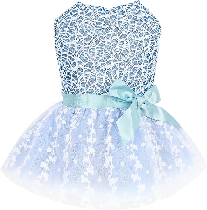CuteBone Dog Birthday Dress Girl Puppy Skirt Tutu Cat Wedding Outfit Pet Party Clothes for Small Dogs Costume DD22XS