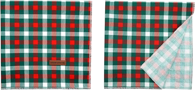 Elegant Little Tail Christmas Dog Bandana - Holiday Bandanas for Small, Medium, Large Dogs - Soft, Washable, Adjustable Square Scarf Kerchief for Girls and Boys