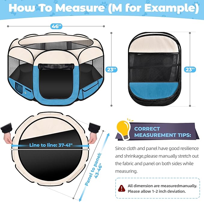 Dog Playpen 45", HOMAGICO Pet Playpen for Indoor Cats Enclosed, Portable Dog Cage Outdoor Tent Crate with Carrying Case, Water-Resistant and Removable Shade Cover, Blue