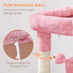 Yaheetech Cat Tree for Indoor Pets, 36in Tower Condo w/Extra Large Perch, Scratching Posts, Board, Dangling Ball, Play Structure for Kittens & Adult Cats, Pink