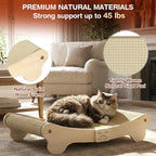 NOCOEX Sisal Cat Scratcher Bed: Cat Scratch Pad Hammock for Indoor Cats Lounger & Scratch & Sleep - Large Sturdy Natural Solid Wood Frame Cats Scratching Board Post for Modern Furniture Protector