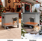 Heated Dog House for Outside Weatherpoof Plastic Dog Houses Outdoor Indoor Waterproof Feral/Pet Dog Shelter for Medium and Small Dogs (Grey)