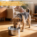 Stainless Steel Dog Water Bowl No Spill, 101oz/3L Large Capacity Pet Water Dispenser with Floating Disk, Non-Slip Slow Drink Feeder for Cat, Anti-Gulping & Splash Proof for Travel, Car & Home