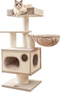 Sopapets Maine Coon Cat Tree Tower for Indoor Cats Large Adult,44.5 Inch Tall Unique Modern Cat Tree with Hammock,Sisal Scratching Post,Big Condo,Perch,Bed,Heavy Duty Luxury Sturdy Cat House,Furniture