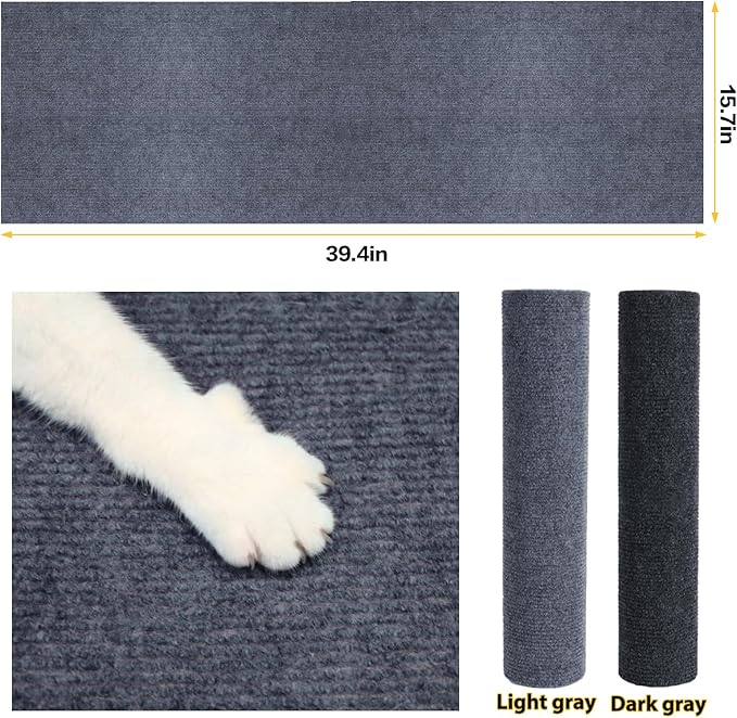 Cat Scratching Mat 39.3"x15.7" Trimmable Self-Adhesive Carpet DIY Climbing Cat Scratcher for Replacement Pads Covering Posts Furniture Protection