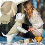 Winter Warm Dog Jacket for Small Medium Dogs Cat Cold Weather Coats with Harness Paded Dogs Fleece Vest Waterproof Windproof Dog Snow Jacket Pet Puppy Clothes (Khaki,S)