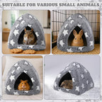 Guinea Pig Hideout Bed Self Warming Pet Mat Cozy Chinchilla Rabbit House Cave Accessories for Bunny Small Animal Hideout Bed with Star Pattern Hedgehog Ferret Soft Guinea Pig House