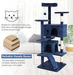 BLKMTY Cat Tree 70" Tall Cats Tower Large Cat Condo Climber Cats Climbing Stand with Top Perches Playhouse and Climbing Ladder Kitty Activity Tree w/Scratching Post Toys, Navy Blue