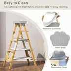 GDLF Modern Wood Cat Tree Foldable Ladder Design with Hammock & Sisal Scratch Post, Solid Wood Tall Tower for Large Cat Easy Clean 60" H