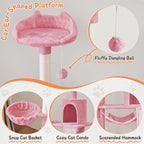 Topeakmart Cat Tower for Indoor Cats 63.5inch, Cat Furniture Condo with Scratching Posts as Kitten Activity Center, Pink
