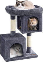 Feandrea Cat Tree, 29.1-Inch Cat Tower, Plush Condo for Medium Cats up to 11 lb, Large Perch, 2 Caves, Scratching Post, Smoky Gray UPCT612G01