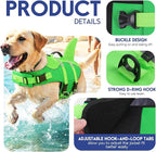 ASENKU Dog Life Jacket - Pet Safety Vest for Swimming & Boating, Shark Life Jacket with Floatation, Dog Lifesavers Swimsuits for Small Medium Large Dogs (Neongreen, L)