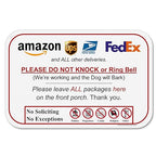 Leave Package Sign - Do Not Knock or Ring Doorbell, Dog will Bark, 6" x 9" No Rust PVC, Will Not Scratch, Easy to Mount with Included Adhesive, Made in USA by SPRYZZLE