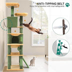 YITAHOME 193 cm Tall Cactus Cat Tower for Large Cats,76 inch Heavy Duty Cat Tree for Indoor Large Adult Big Cats Maine Coon Cat Tree Tower with Scratching Post, Hammock, Cat Condo, Cactus Green