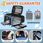 Petskd Top and Side Expandable Pet Carrier 18x11x11 Inches Delta United Airline Approved, Soft-Sided Carrier for Small Cats and Dogs with Locking Safety Zippers and Anti-Scratch Mesh(Blue)