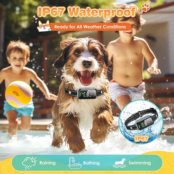 Dog Bark Collar for Large Medium Small Dogs, Smart Automatic Anti Barking Device with 8 Sensitivity & Training Modes Beep Vibration, Rechargeable IP67 Waterproof No Bark Collars for Dogs, Easily Use