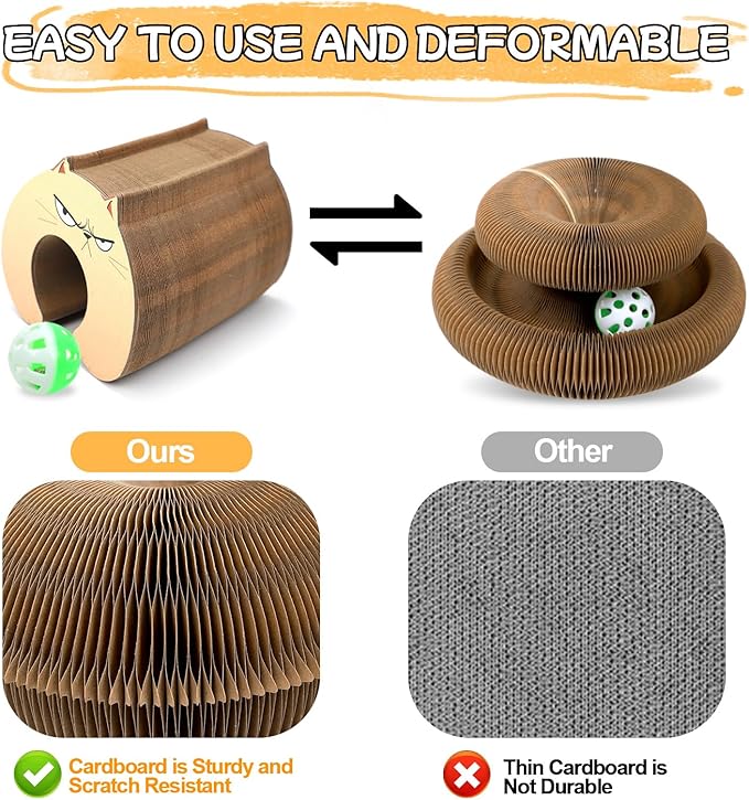 1Pack Kitty Kurls Magic Organ Cat Scratcher Toy,Accordion Design with Strong Magnet,Space Saving Cardboard Scratching Pad for Indoor Cats