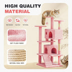Cat Tree 54 Inch, Multi-Level Cat Tower with Condo, Perches, Sisal Scratching Posts and Climbing Ladder, Pet Play Toy Balls House for Indoor Cats, Pink