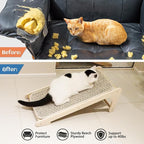 PETKARAY L Shape Cat Scratcher, Sisal Scratching Ramp, Chevron Scratching Pad for Indoor Cats, 27" Wall Furniture Protector with Mouse Toy