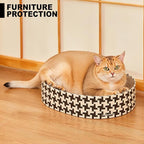 2-in-1 Oval Cat Scratcher Bed Cardboard Bed Lounge, Durable Cat Scratch Pad for Indoor Cats/Kittens, Corrugated Kitty Scratching Bowl with Furniture Protector, 16.33 * 13.19"