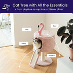 Catry Flamingo 2-Level 29" Cat Tree for Small Cats & Kittens with Replaceable Posts, Sisal Scratching Ramp, Pink Flamingo Designed Cute Condo with Toy, Pink