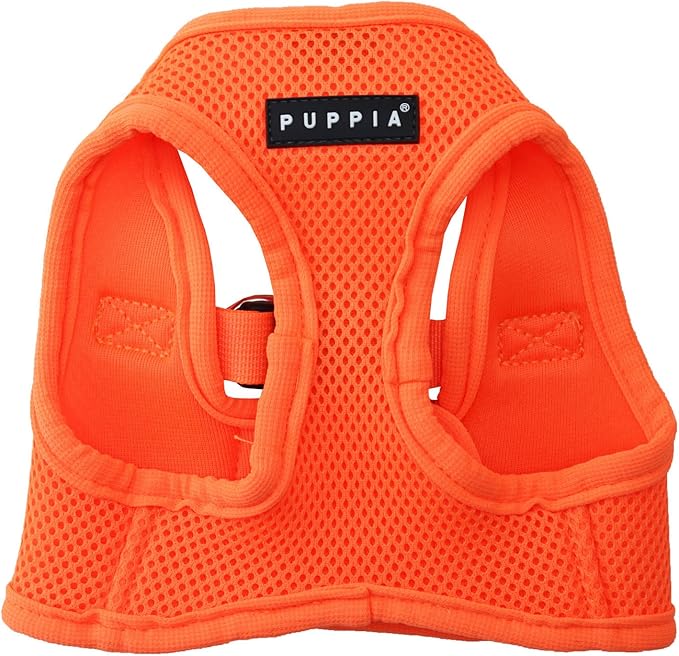 Puppia Neon Soft Vest Harness Step-in No Choke No Pull Walking Training for Small and Medium Dog, Orange, Large