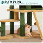 YITAHOME Tall Cactus Cat Tree Tower with Self-Grooming Brush, 60in Cute Cat Climbing Tower for Indoor Cats with Cat Condo, Top Perch, Basktet, Sisal Scratching Posts and Board, Dangling,Ball