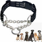 Martingale Collars for Dogs, Heavy Duty Stainless Steel Chain Training Collar, Reflective Nylon Adjustable Collar with Quick Release Buckle, Suitable for Puppy Medium Large Dogs((Black, L)