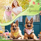 Abbylike 50 Pieces Spring Dog Bandanas Bulk Flower Daisy Sunflower Dog Bandanas for Pets Triangle Kerchief Scarf Bibs for Spring Pets Dogs Party Costume Accessories, 25 Styles (31.5 x 21.7 x 21.7)