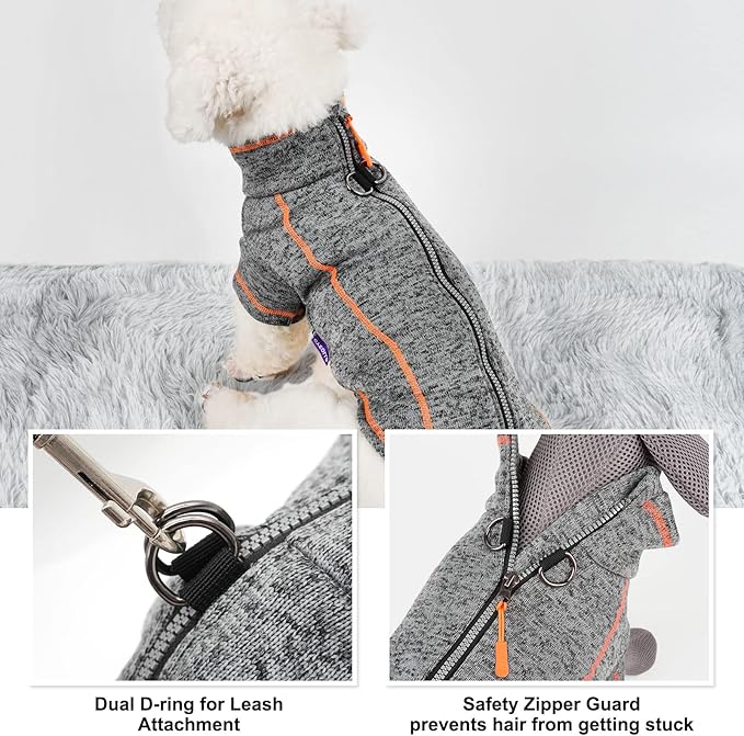 cyeollo Dog Jacket Fleece Jackets with Reflective Strip and Dual D Ring Zipper Winter Coats for Small Dog Clothes Pet Clothes Apparel
