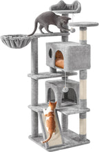Yaheetech 57in Multi-Level Cat Tree for Large Cats, Luxurious Cat Activity Center with 2 Condos, 3 Jump Perches and Scratching Posts for Indoor Cats and Kittens, Light Gray