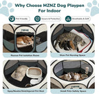 Dog Playpen, Portable Puppy Pet Crate Indoors for Small/Medium Dogs Cats Rabbits, Foldable Dog Cage Enclosure for Outdoor, Pop Up Dogs Tent Kennel with Carrying Case, Grey