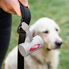Ubbi Retractable Dog Poop Bag Holder and Dispenser with Silicone Strap Leash Attachment, Includes 2 Rolls of Lavender Scented Leakproof Waste Bags, Gray