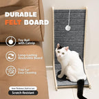 PETKARAY Felt Cat Scratcher, Vertical Cat Scratching Carpet, Scratch Resistant Couch Felt Scratcher, Slot-Free Scratch Pad with Toy Ball, Dark Grey