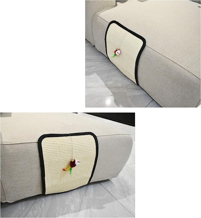 2 Pcs Sisal Mat Cat Scratch Furniture Protector, Adhesive or Non-Marking Nails Couch Protector From Claws, Anti Scratcher for Cats (Large Size)