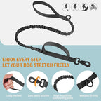 HYDEME Tactical Dog Collar and Leash Set, Alpine Loop Adjustable Reflective Military Training Nylon Dog Collars with Handle Shock Retractable Dog Leash for Small Medium Large Dogs.(L,Black-Set)