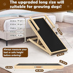 Dog Ramp for Couch, Bed or Car, Wooden 44" Long Pet Stairs for Small & Large Old Dogs & Cats, Hold up to 200lb, 5 Adjustable Height from 14.96" to 22", Portable Doggie Steps, Excellent Traction