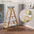 GDLF Modern Wood Cat Tree Foldable Ladder Design with Hammock & Sisal Scratch Post, Solid Wood Tall Tower for Large Cat Easy Clean 60" H