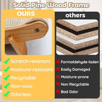 3-in-1 Large Sisal Cat Scratch Bed, Thicker Natural Sisal 22” Elevated Wooden Frame Hammock Lounge for Indoor Cats Sleep, Scratch & Play